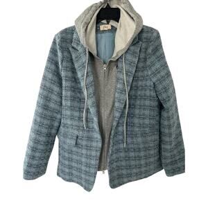 NWOT Elan Layered Tweed Removable Hoodie Blazer